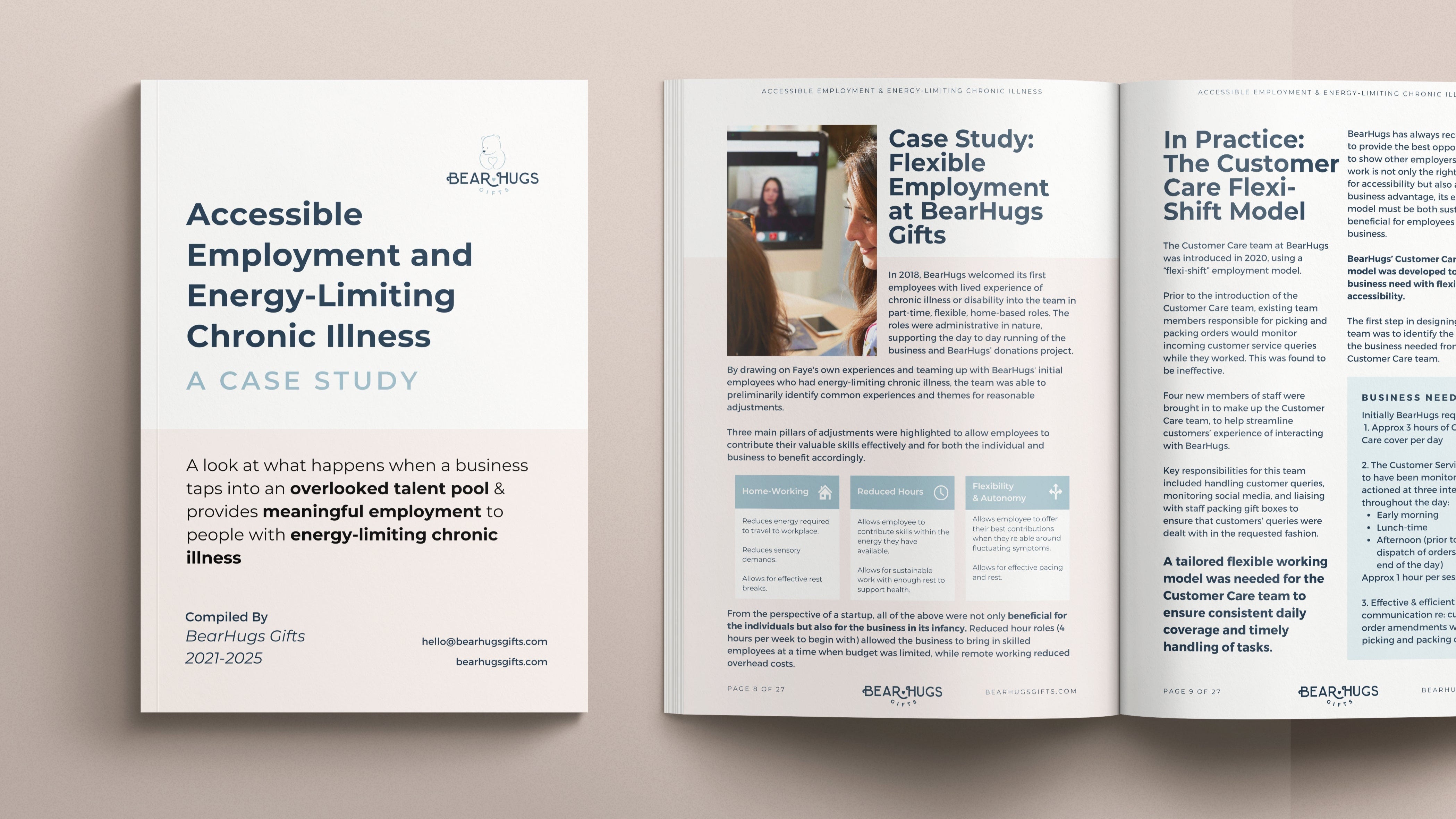 Open report showing a case study on accessible employment and energy-limiting chronic illness by BearHugs.