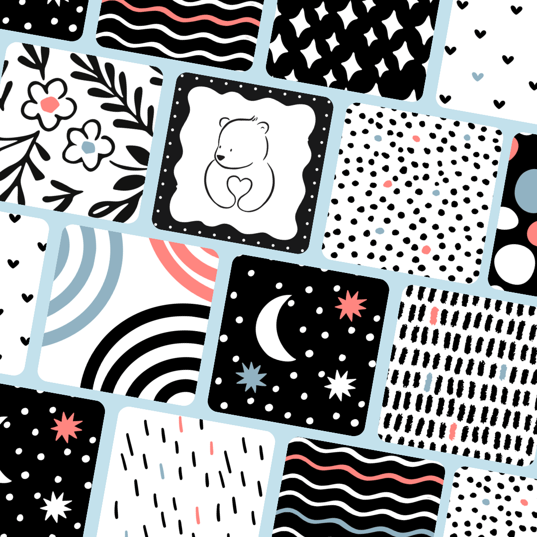 Baby Sensory Black and White Flashcards - BearHugs - thinking of you gifts by post