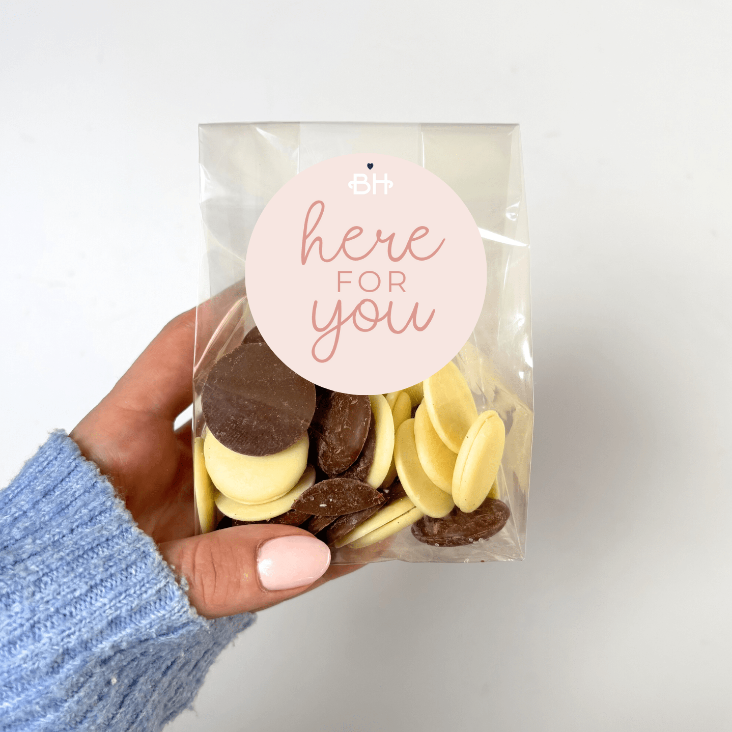 Belgian Chocolate Buttons - With Personalised Message Label - BearHugs - thinking of you gifts by post