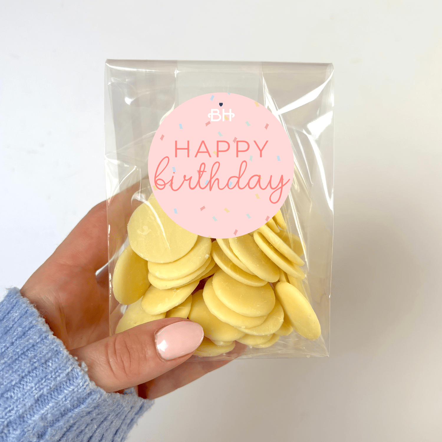 Belgian Chocolate Buttons - With Personalised Message Label - BearHugs - thinking of you gifts by post