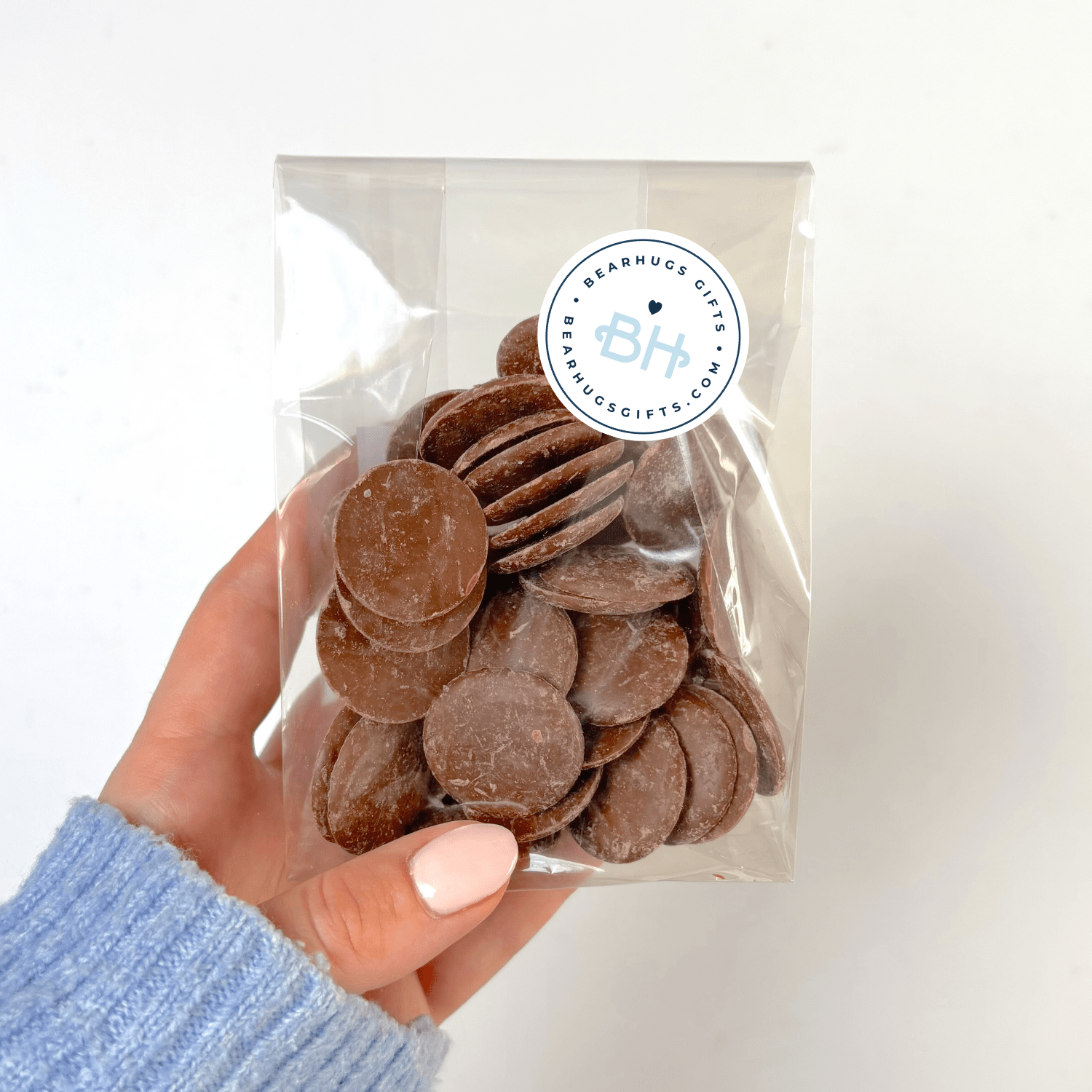 Belgian Chocolate Buttons - With Personalised Message Label - BearHugs - thinking of you gifts by post