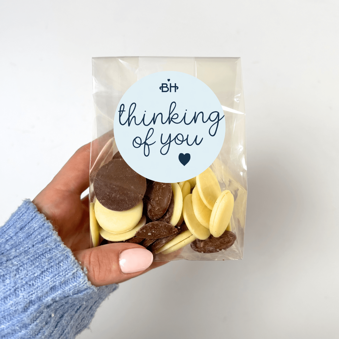 Belgian Chocolate Buttons - With Personalised Message Label - BearHugs - thinking of you gifts by post