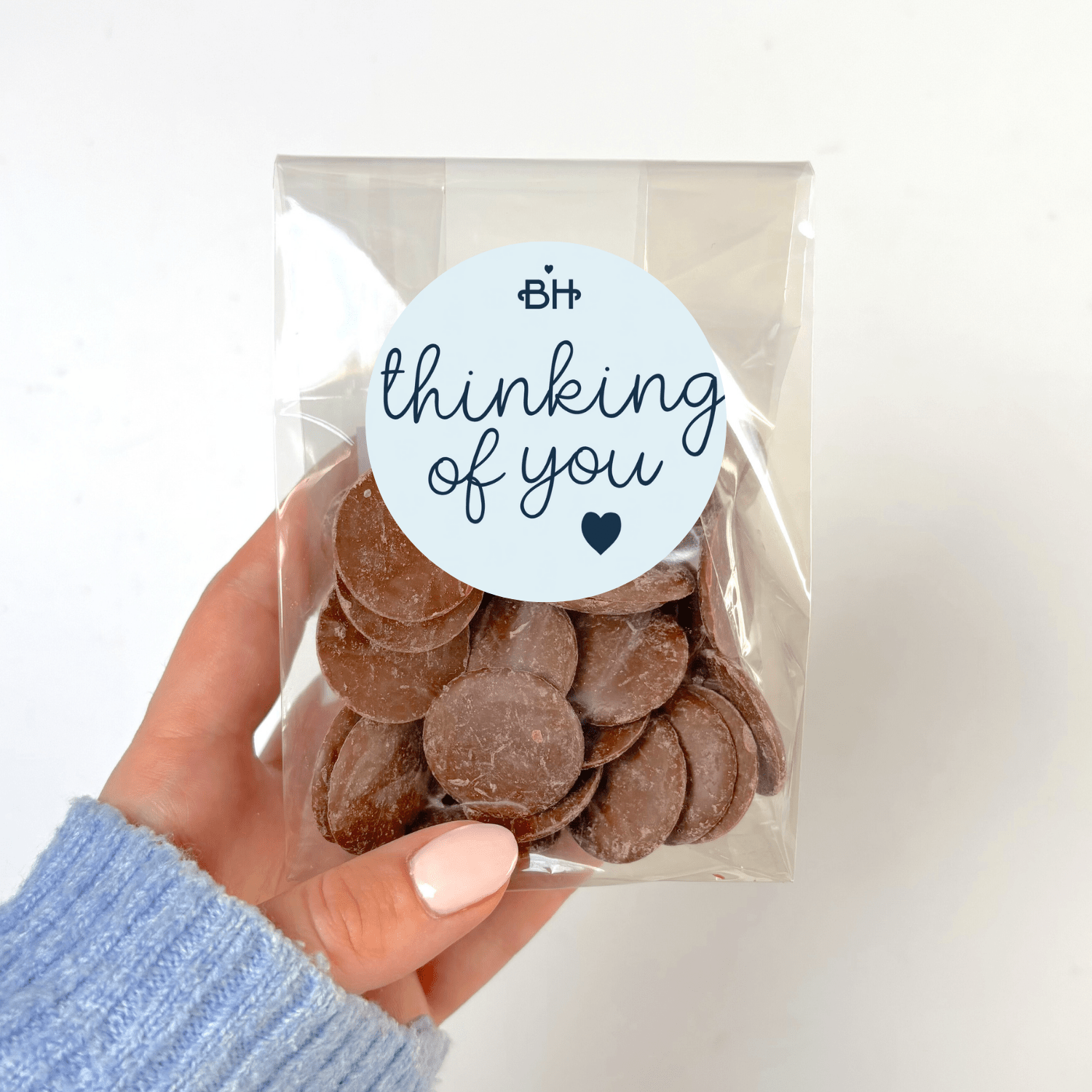 Belgian Chocolate Buttons - With Personalised Message Label - BearHugs - thinking of you gifts by post