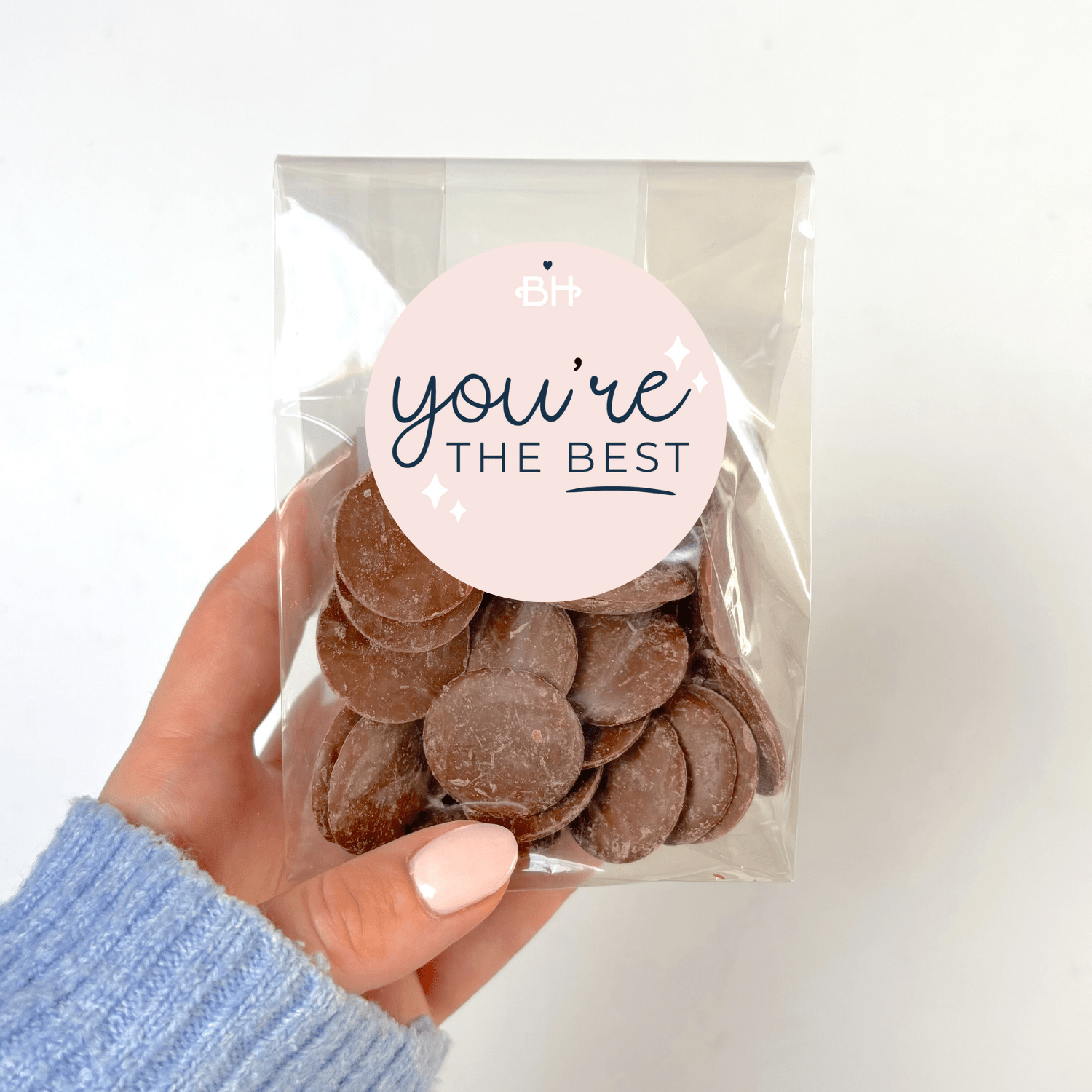 Belgian Chocolate Buttons - With Personalised Message Label - BearHugs - thinking of you gifts by post