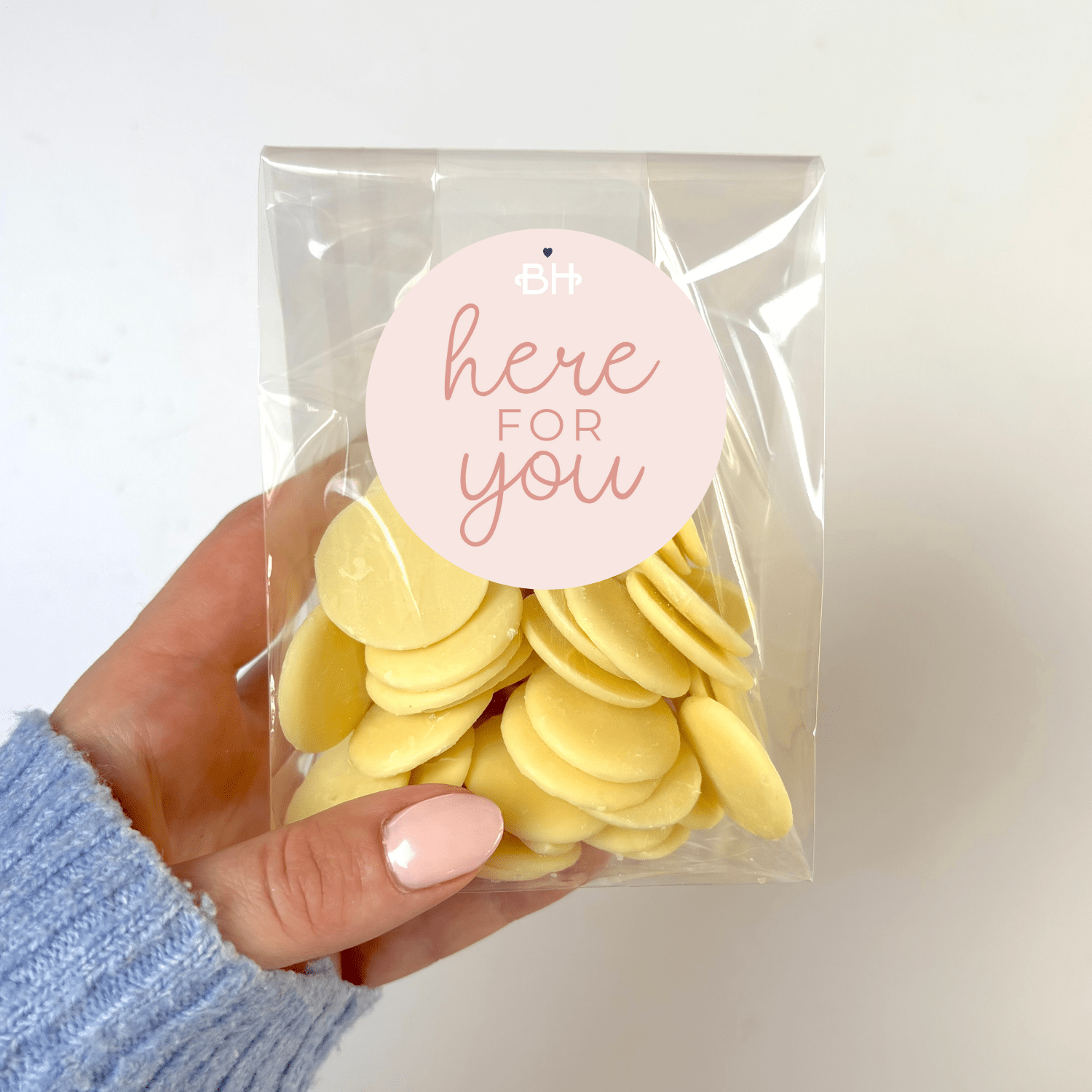 Belgian Chocolate Buttons - With Personalised Message Label - BearHugs - thinking of you gifts by post
