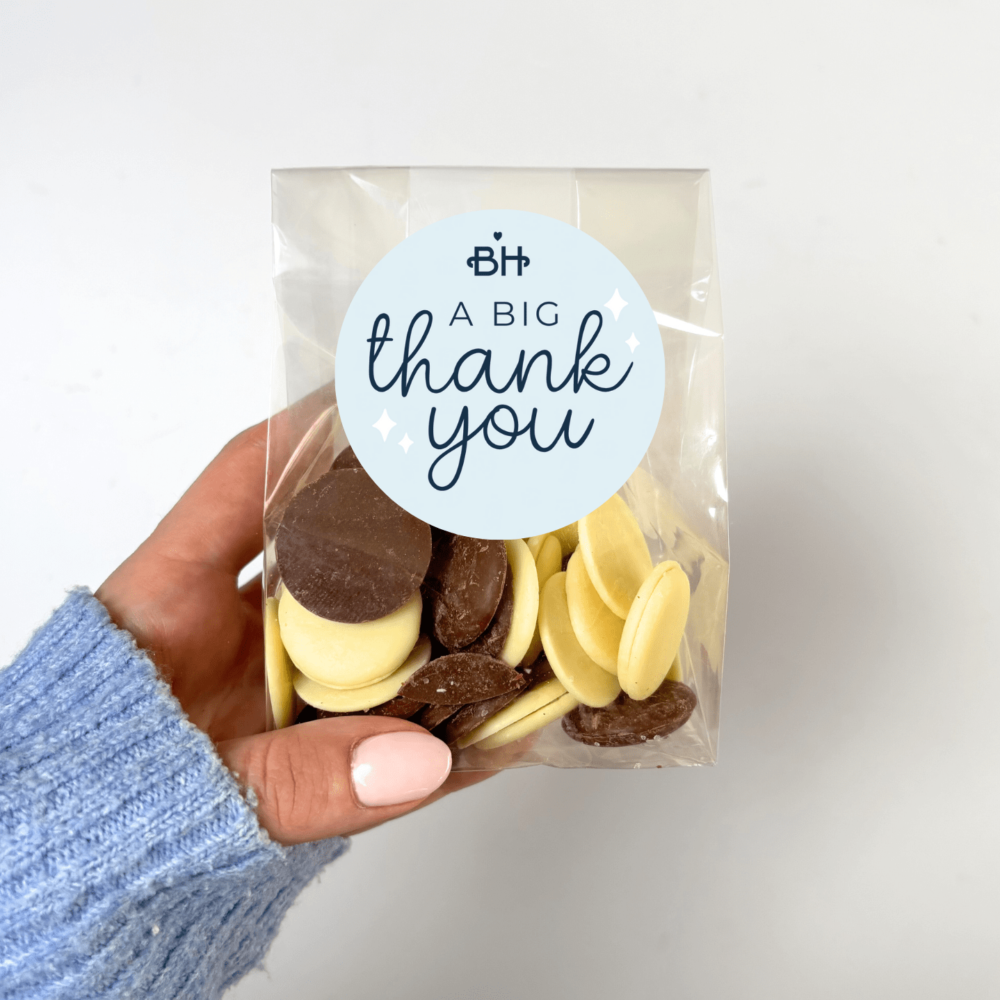 Belgian Chocolate Buttons - With Personalised Message Label - BearHugs - thinking of you gifts by post