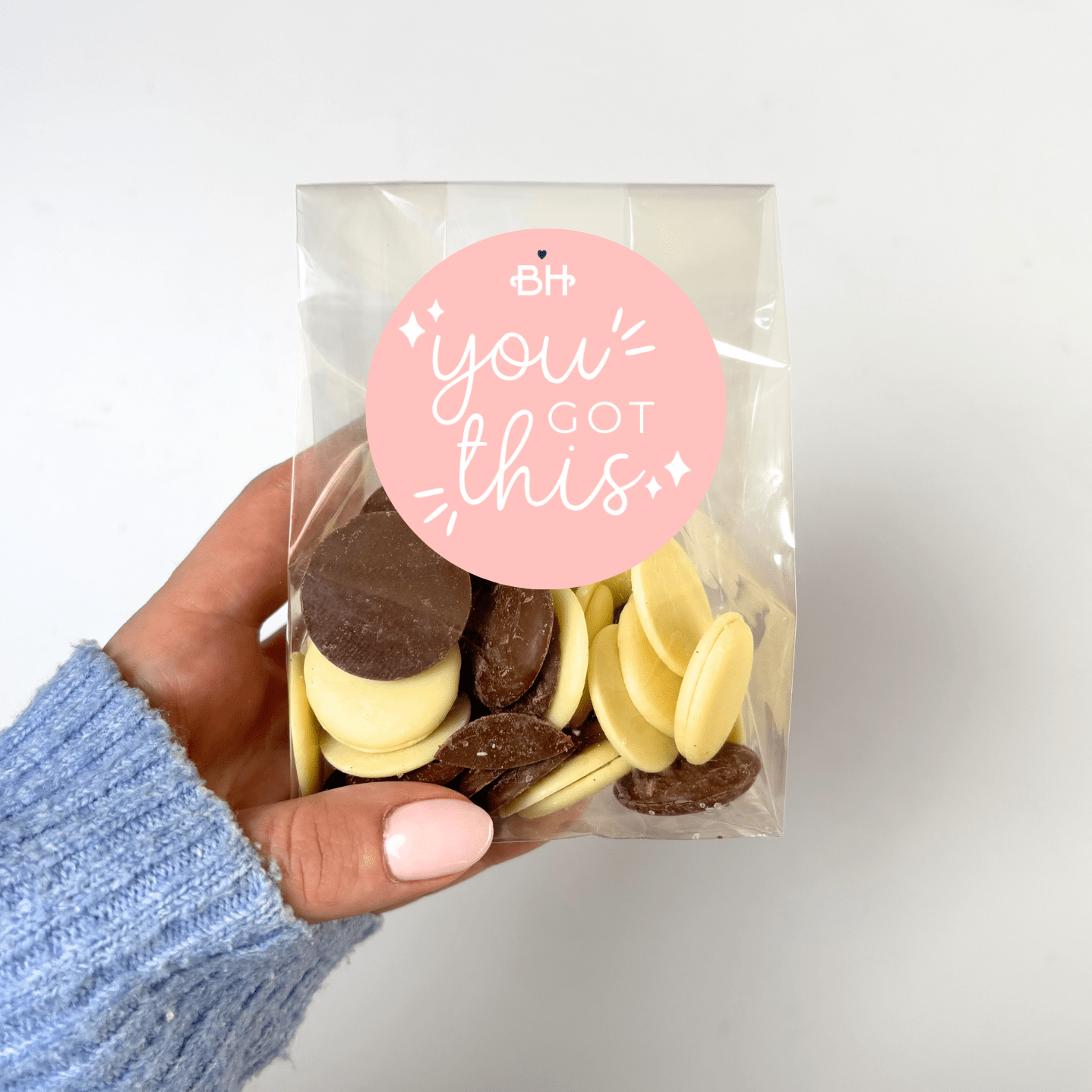 Belgian Chocolate Buttons - With Personalised Message Label - BearHugs - thinking of you gifts by post