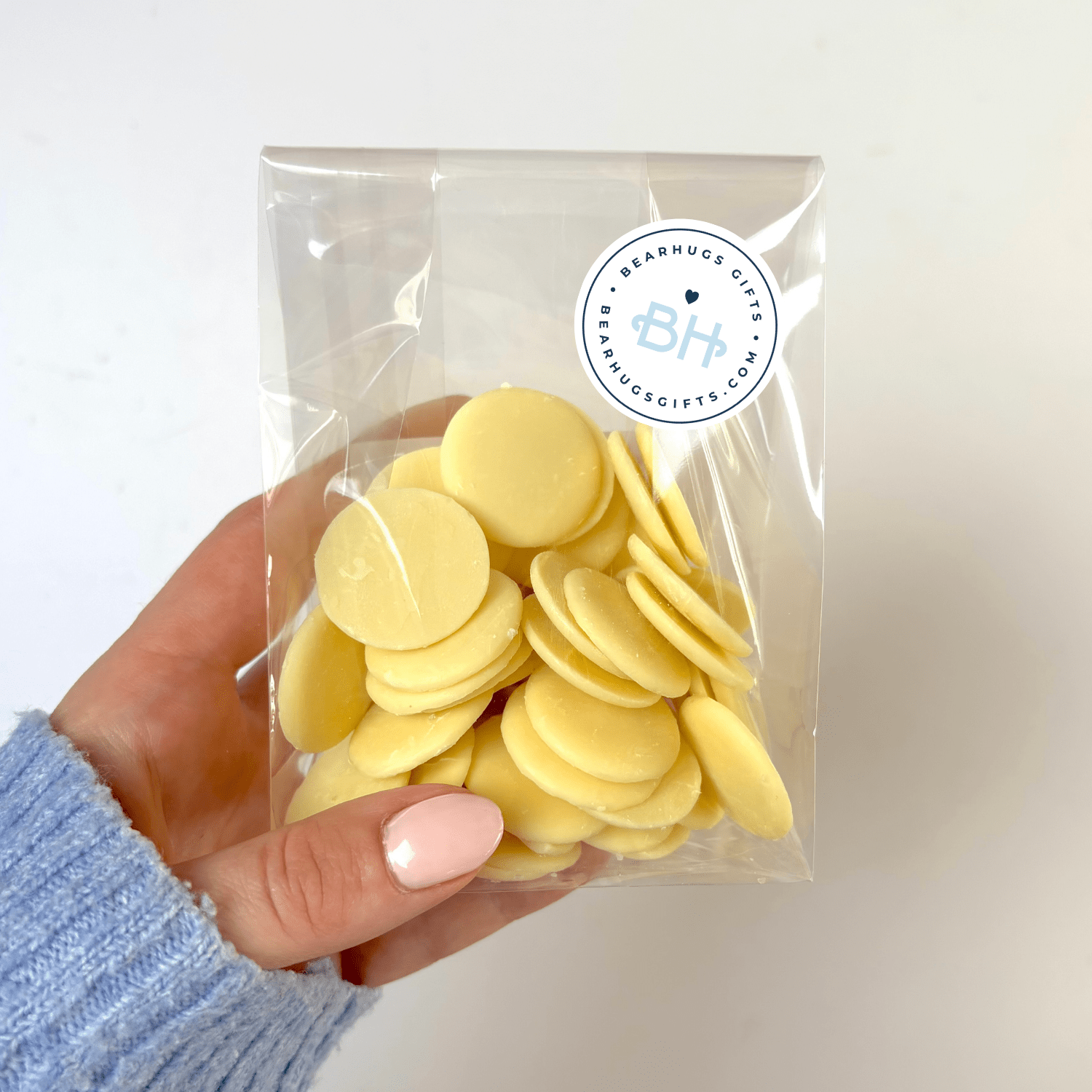 Belgian Chocolate Buttons - With Personalised Message Label - BearHugs - thinking of you gifts by post