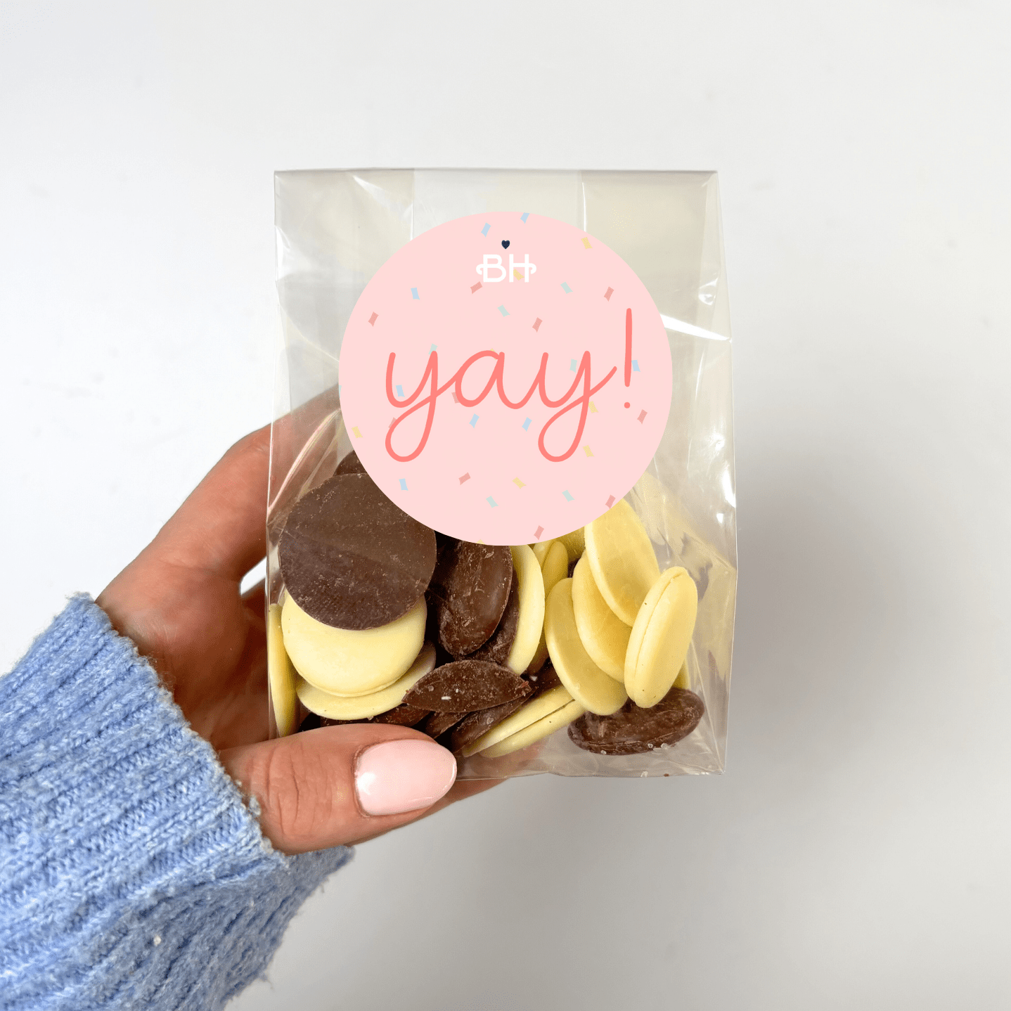 Belgian Chocolate Buttons - With Personalised Message Label - BearHugs - thinking of you gifts by post