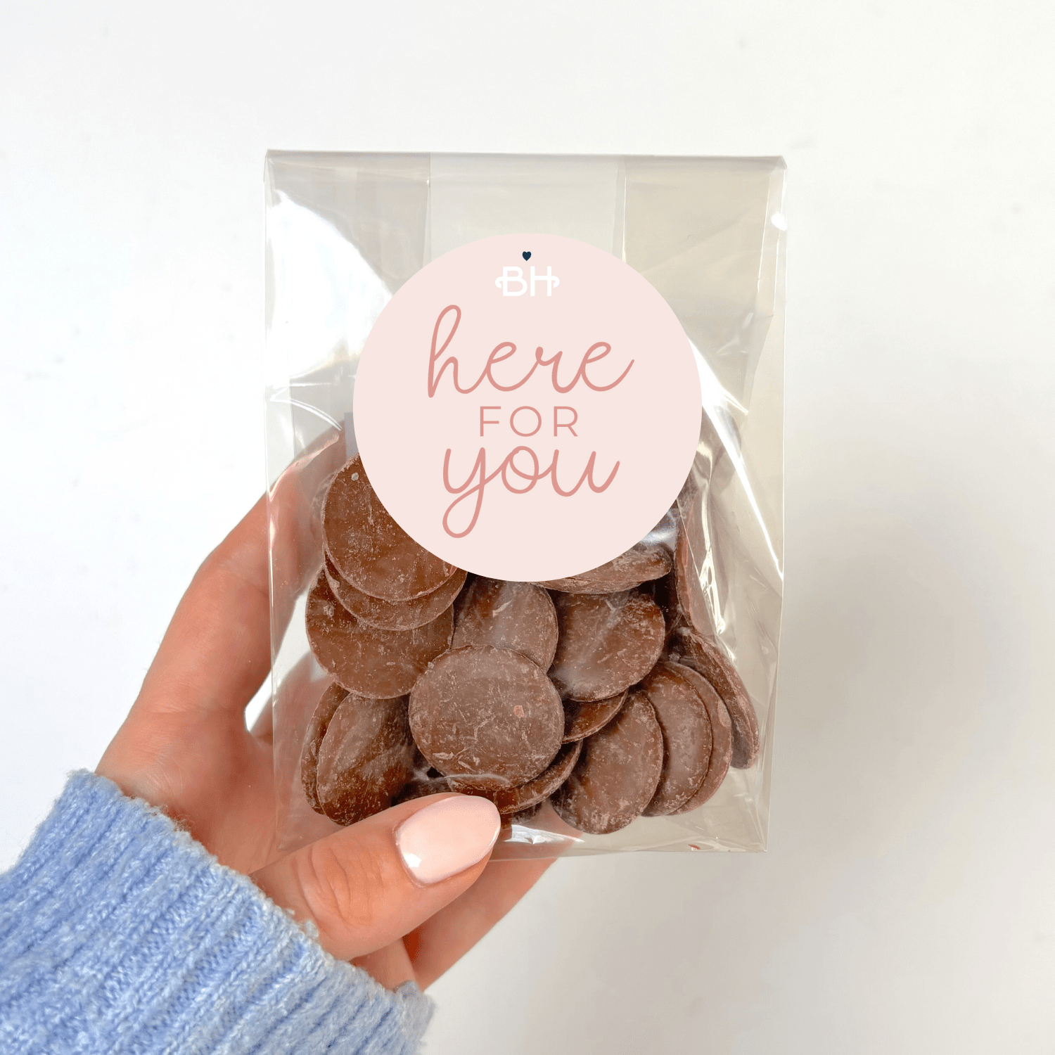 Belgian Chocolate Buttons - With Personalised Message Label - BearHugs - thinking of you gifts by post