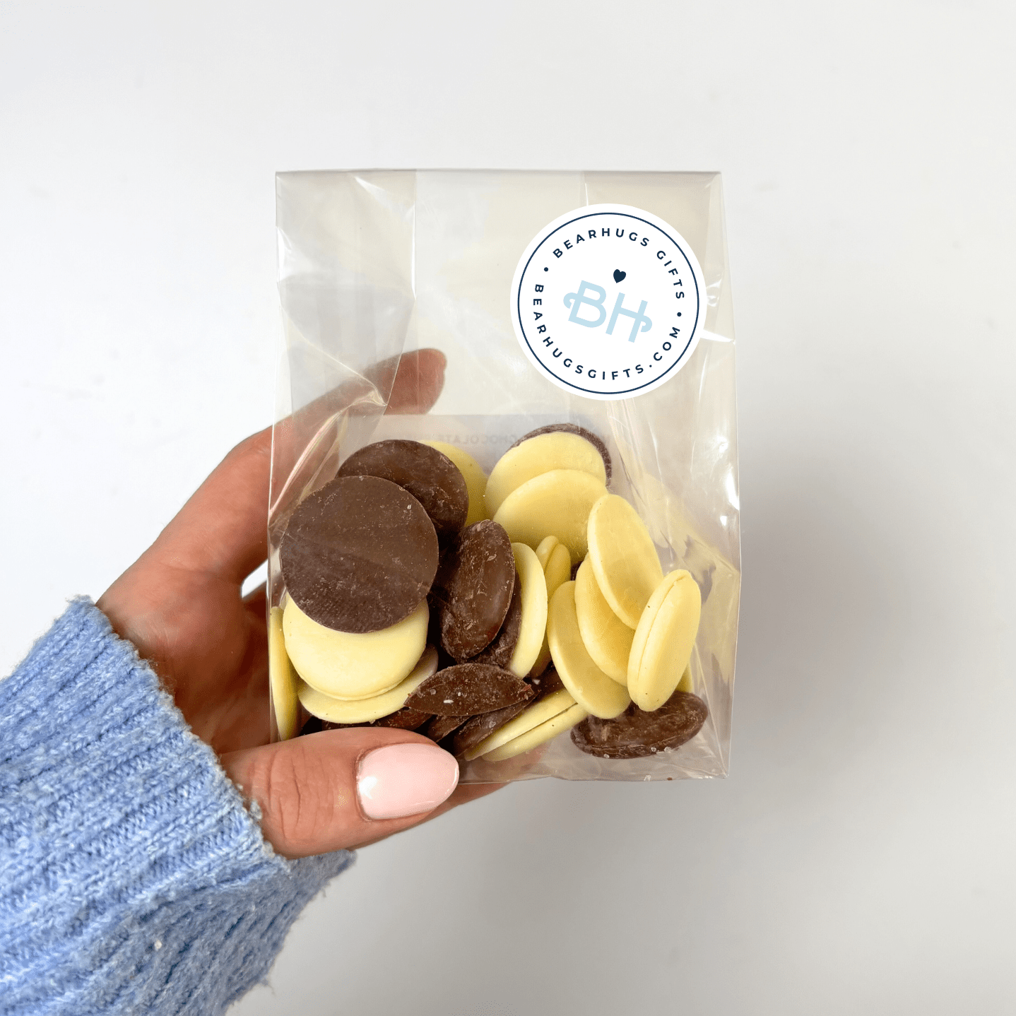 Belgian Chocolate Buttons - With Personalised Message Label - BearHugs - thinking of you gifts by post
