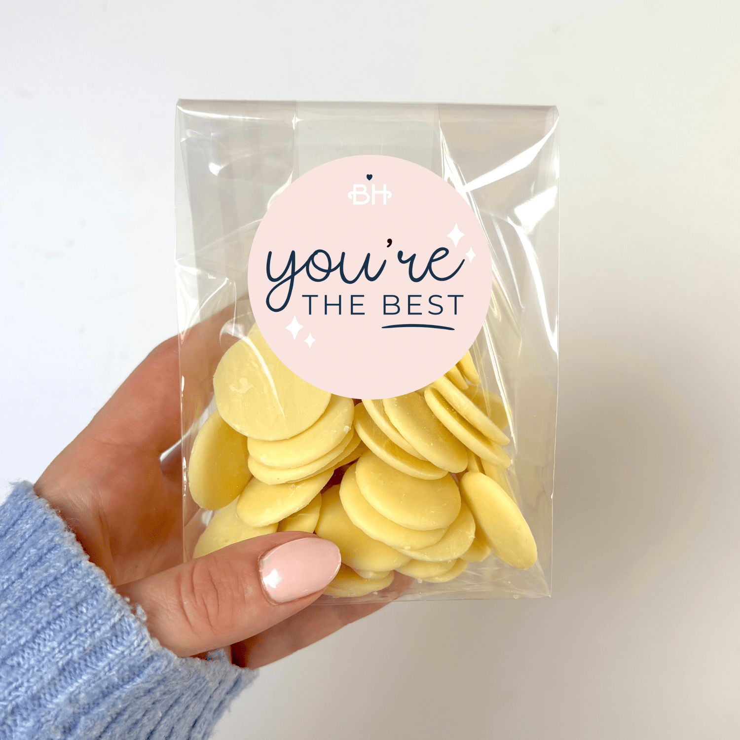 Belgian Chocolate Buttons - With Personalised Message Label - BearHugs - thinking of you gifts by post