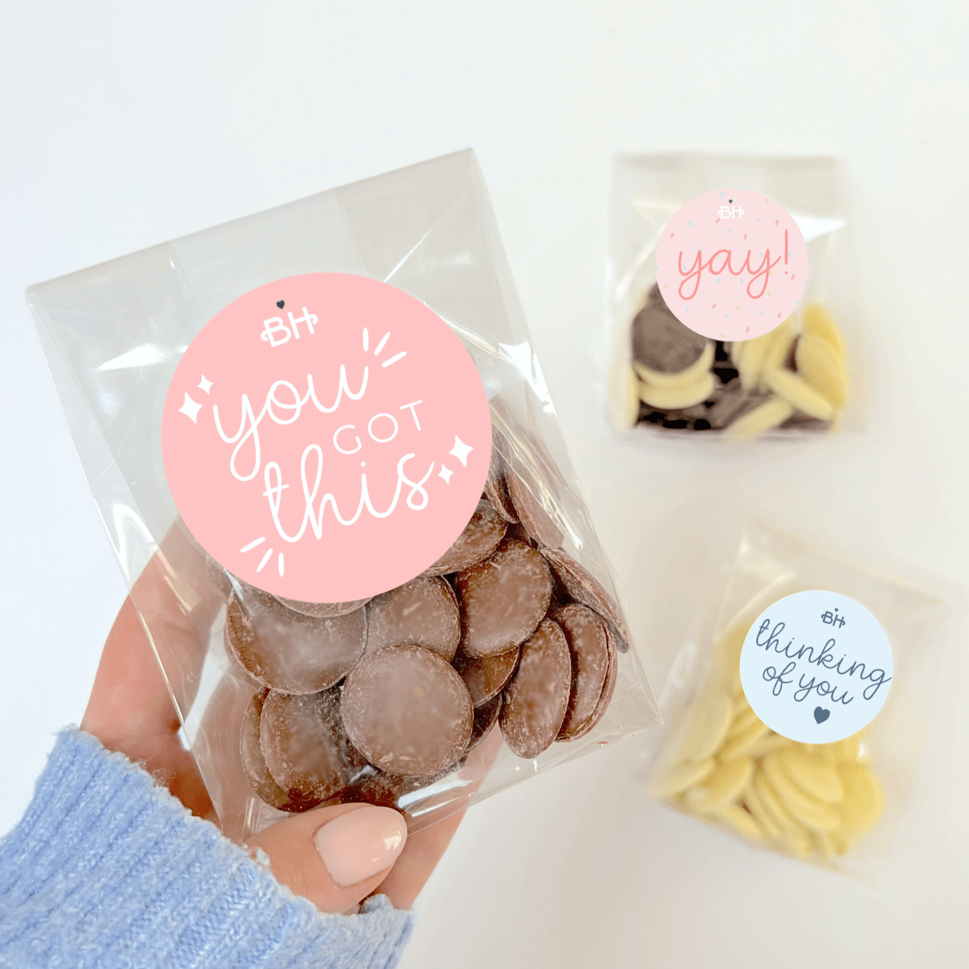 Belgian Chocolate Buttons - With Personalised Message Label - BearHugs - thinking of you gifts by post
