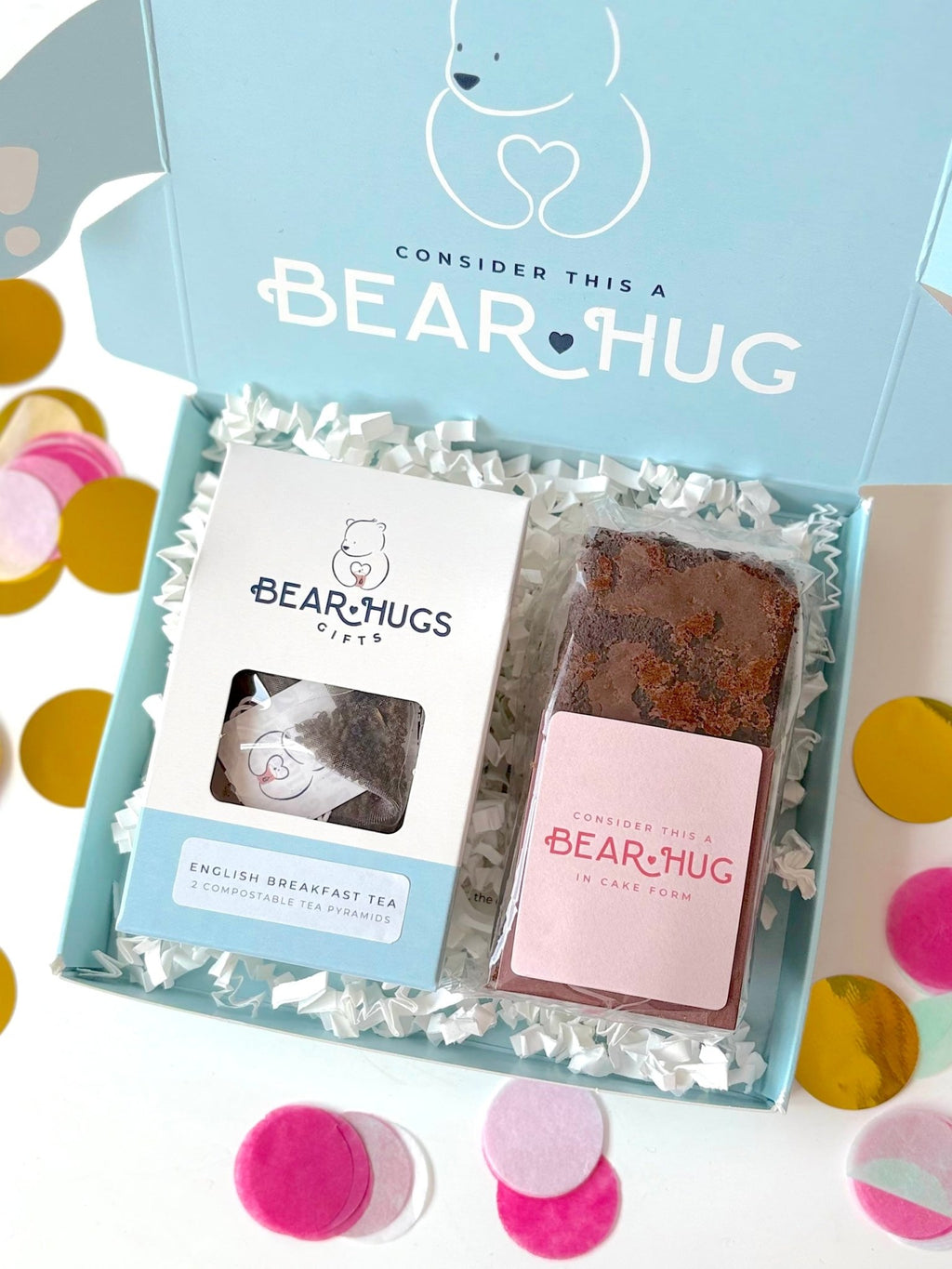 Birthday Tea and Brownie Letterbox Hug in a Box - BearHugs - thinking of you gifts by post