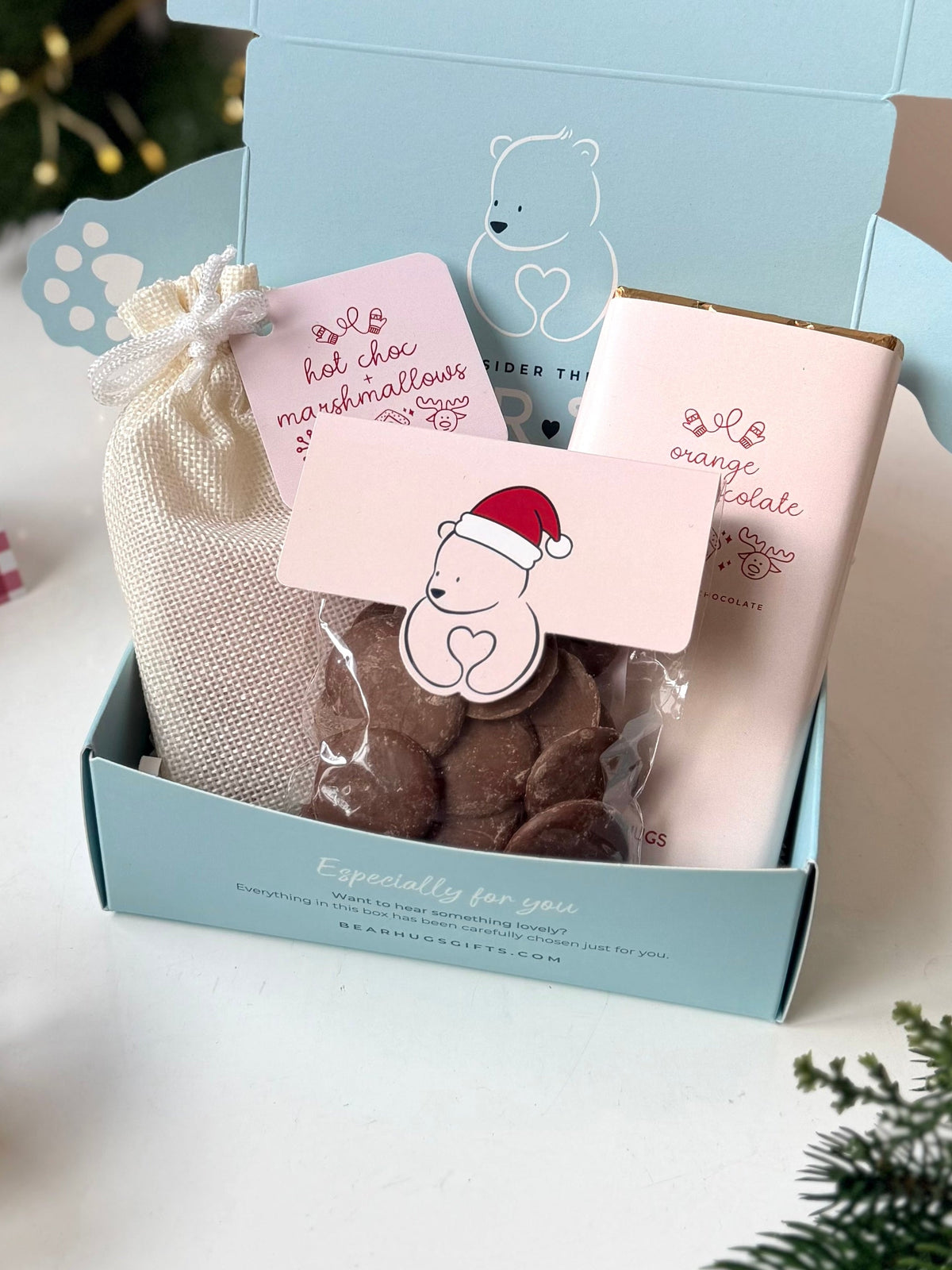 Chocolatey Christmas Hug in a Box - BearHugs - thinking of you gifts by post