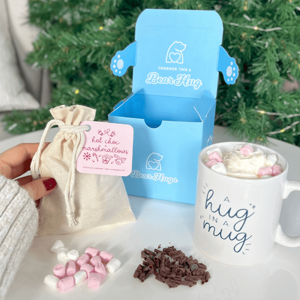 Christmas Hug In A Mug Hot Chocolate Gift Box - BearHugs