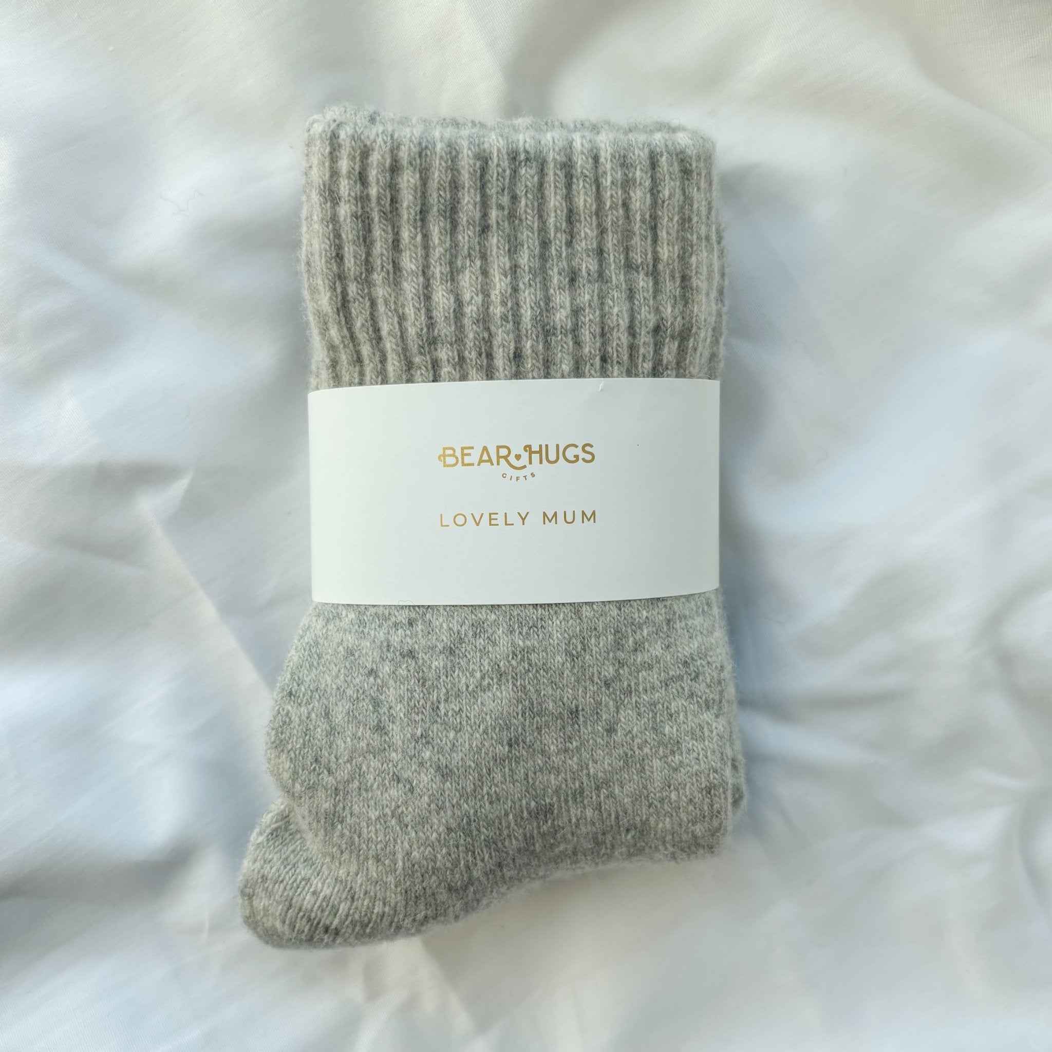 Cosy Wool Socks - With Personalised Message Band - BearHugs - thinking of you gifts by post