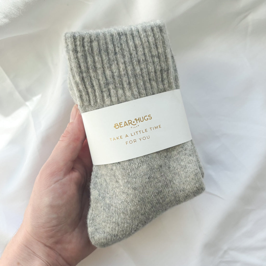 Cosy Wool Socks - With Personalised Message Band - BearHugs - thinking of you gifts by post