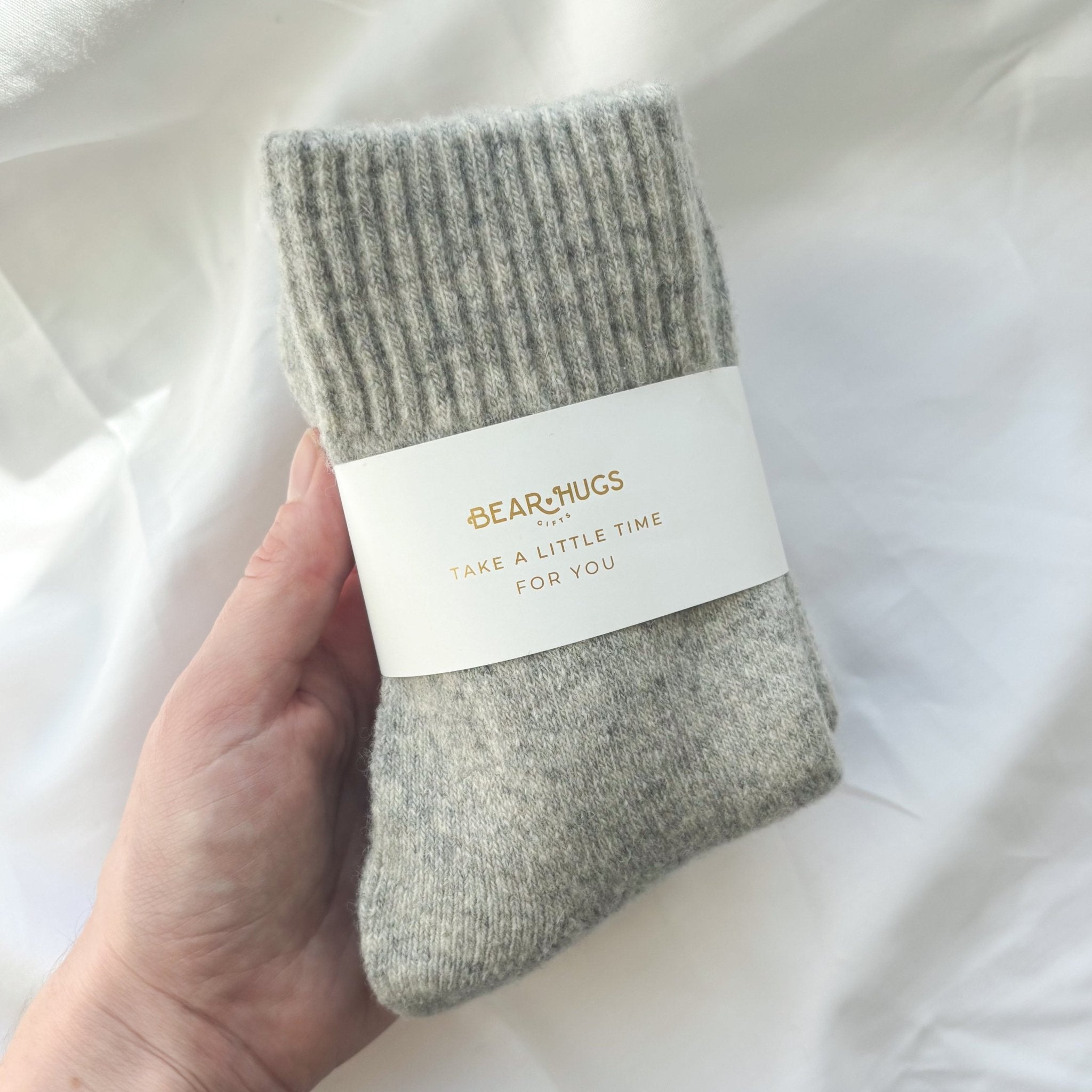Cosy Wool Socks - With Personalised Message Band - BearHugs - thinking of you gifts by post