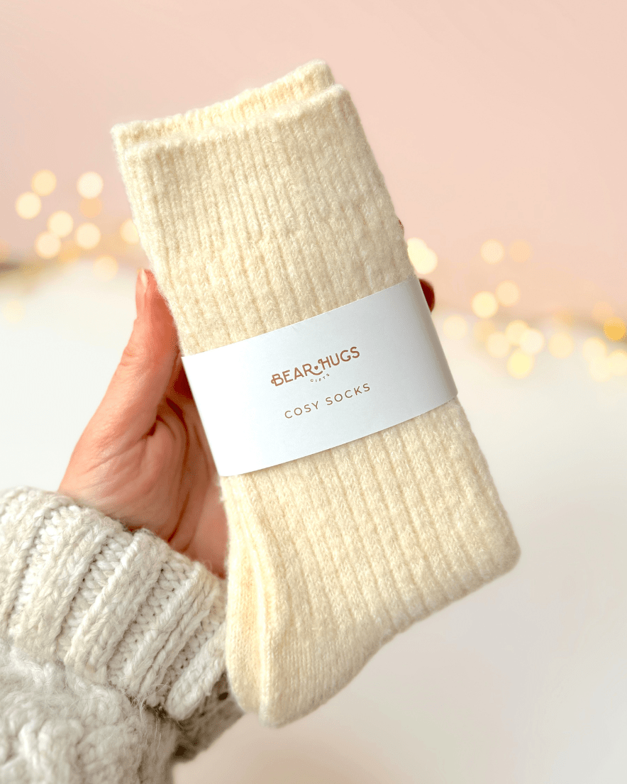 Cream Wool Blend Socks - BearHugs - thinking of you gifts by post
