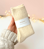 Cream Wool Blend Socks - BearHugs - thinking of you gifts by post