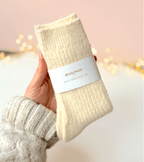 Cream Wool Blend Socks - BearHugs - thinking of you gifts by post