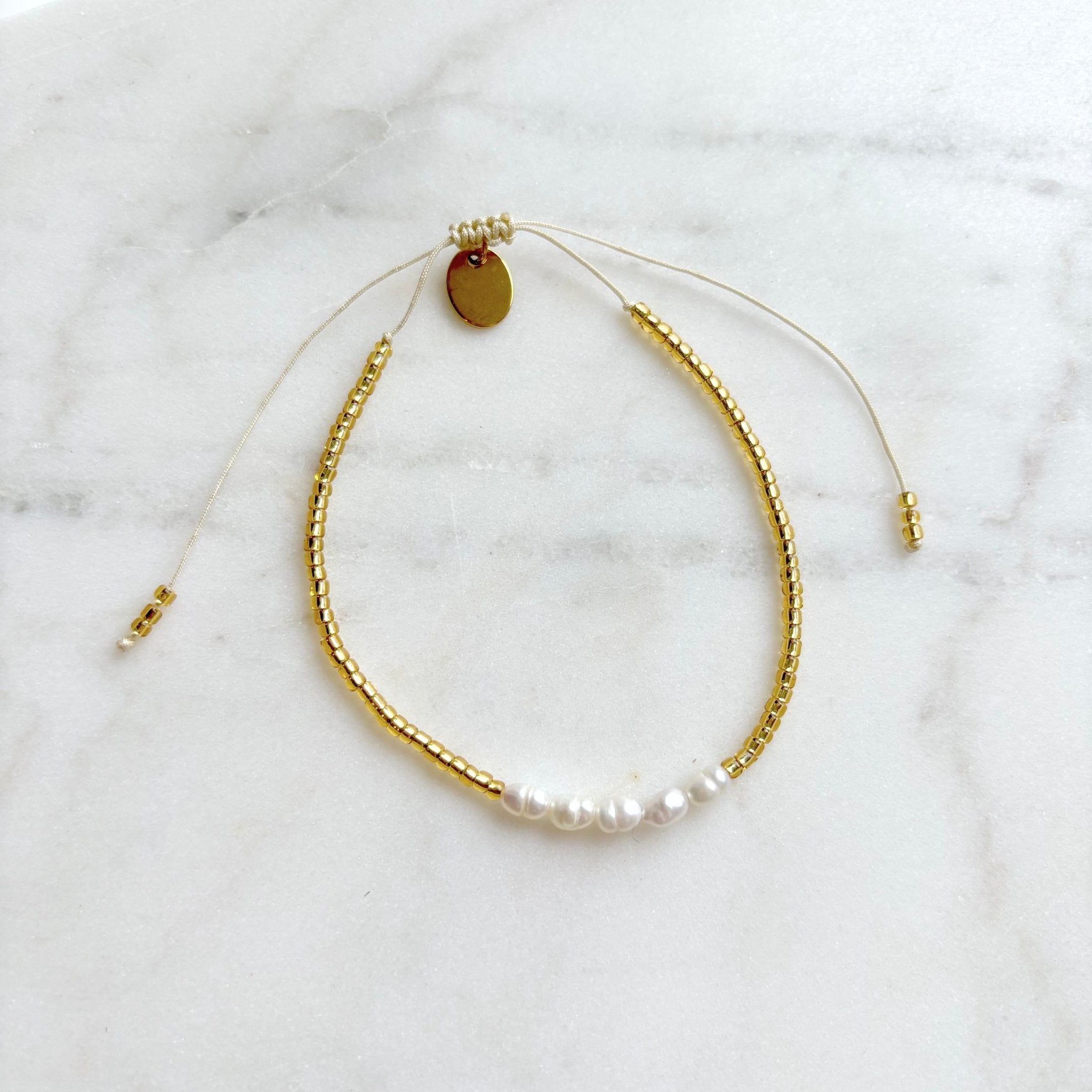 Dainty Gold Beaded Pearl Bracelet - BearHugs - thinking of you gifts by post