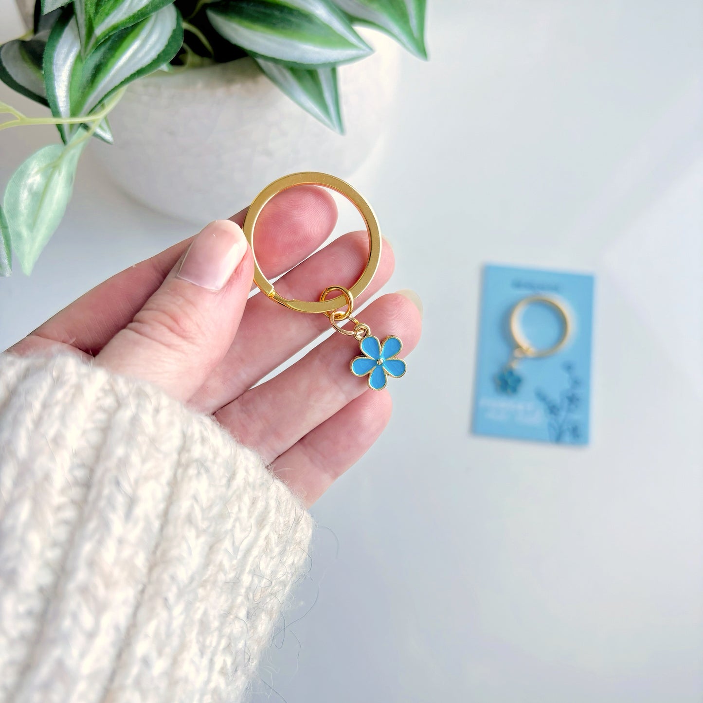 Forget Me Not Flower Keyring