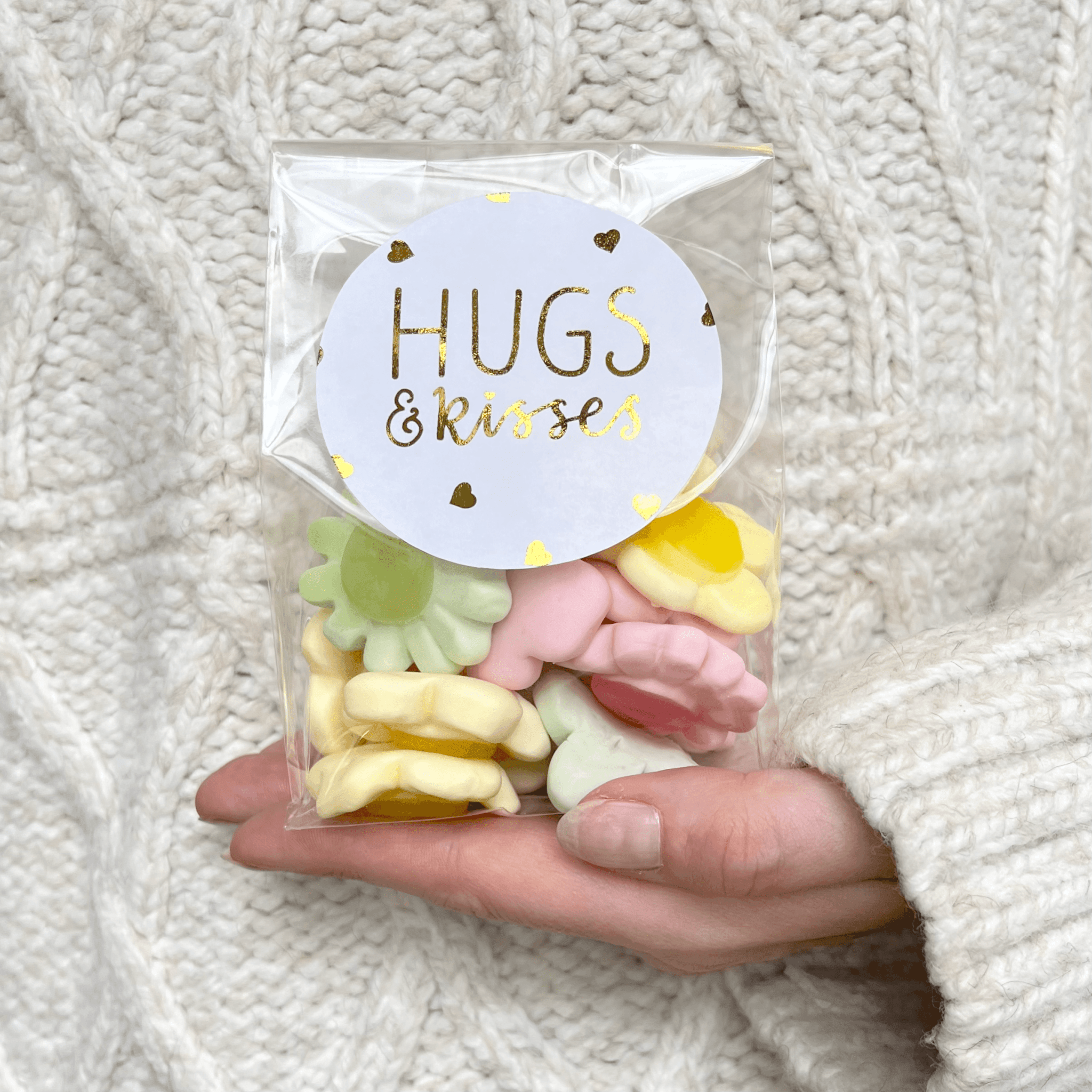 Gummy Flower Sweets - With Personalised Message Label - BearHugs - thinking of you gifts by post