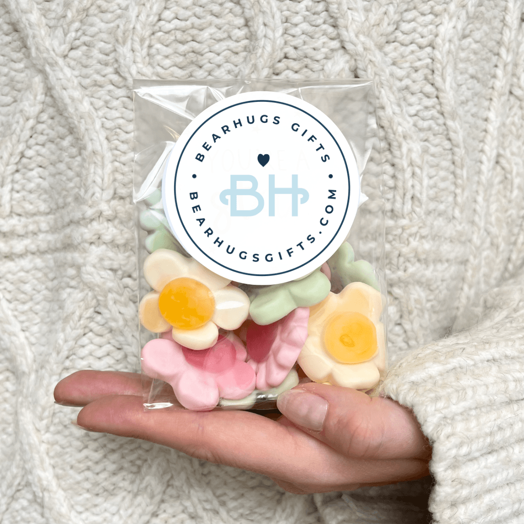 Gummy Flower Sweets - With Personalised Message Label - BearHugs - thinking of you gifts by post