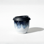 Handmade Blue Glaze 6oz Flat White Cup - BearHugs - thinking of you gifts by post