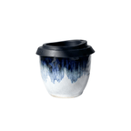 Handmade Blue Glaze 6oz Flat White Cup - BearHugs - thinking of you gifts by post