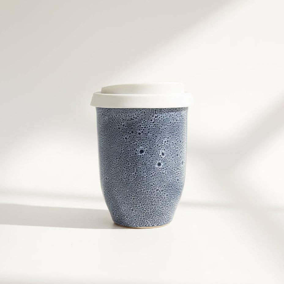 Handmade Blue Glaze 8oz Latte Cup - BearHugs - thinking of you gifts by post