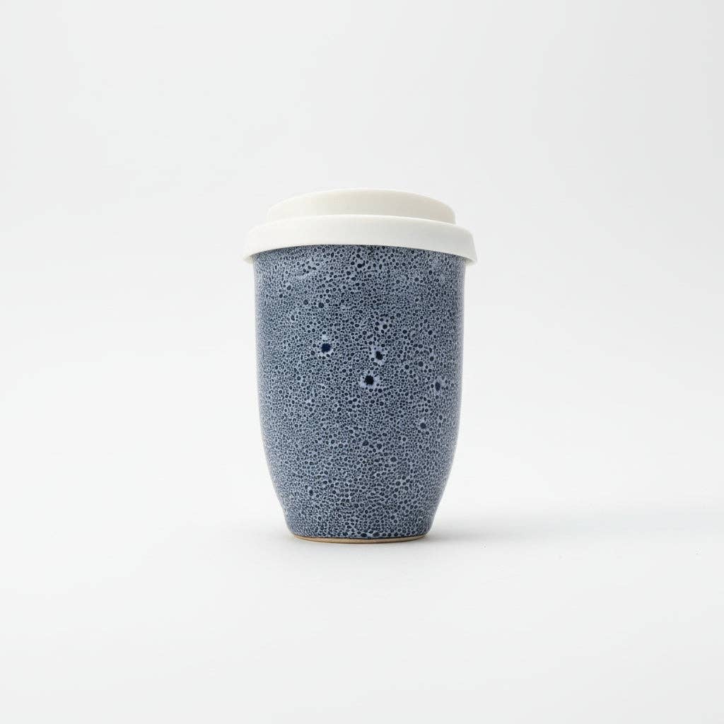 Handmade Blue Glaze 8oz Latte Cup - BearHugs - thinking of you gifts by post