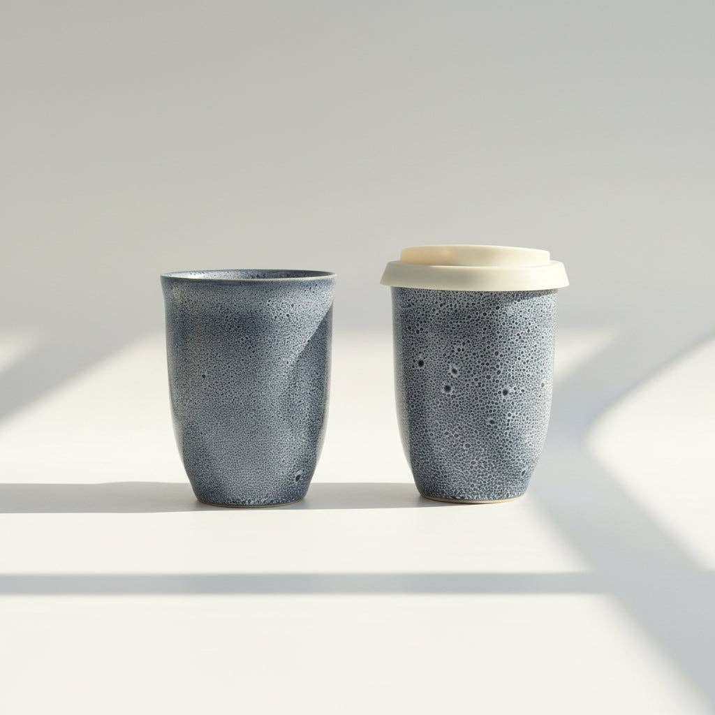 Handmade Blue Glaze 8oz Latte Cup - BearHugs - thinking of you gifts by post