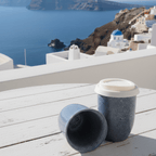 Handmade Blue Glaze 8oz Latte Cup - BearHugs - thinking of you gifts by post