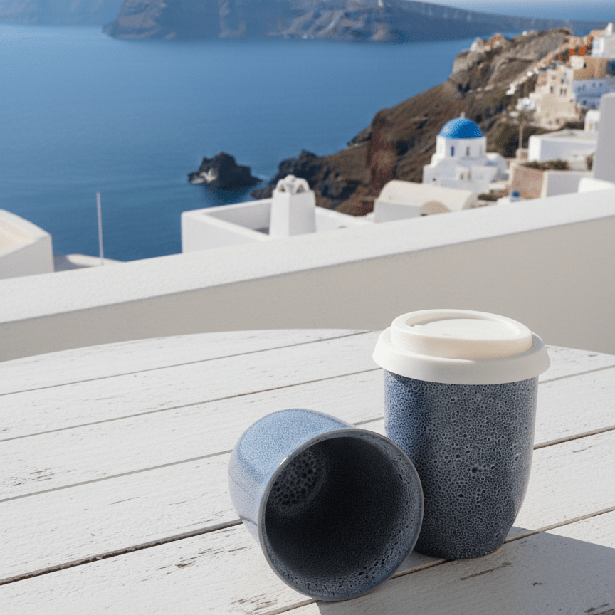 Handmade Blue Glaze 8oz Latte Cup - BearHugs - thinking of you gifts by post