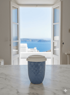 Handmade Blue Glaze 8oz Latte Cup - BearHugs - thinking of you gifts by post
