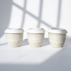 Handmade White Glaze 6oz Flat White Cup - BearHugs - thinking of you gifts by post