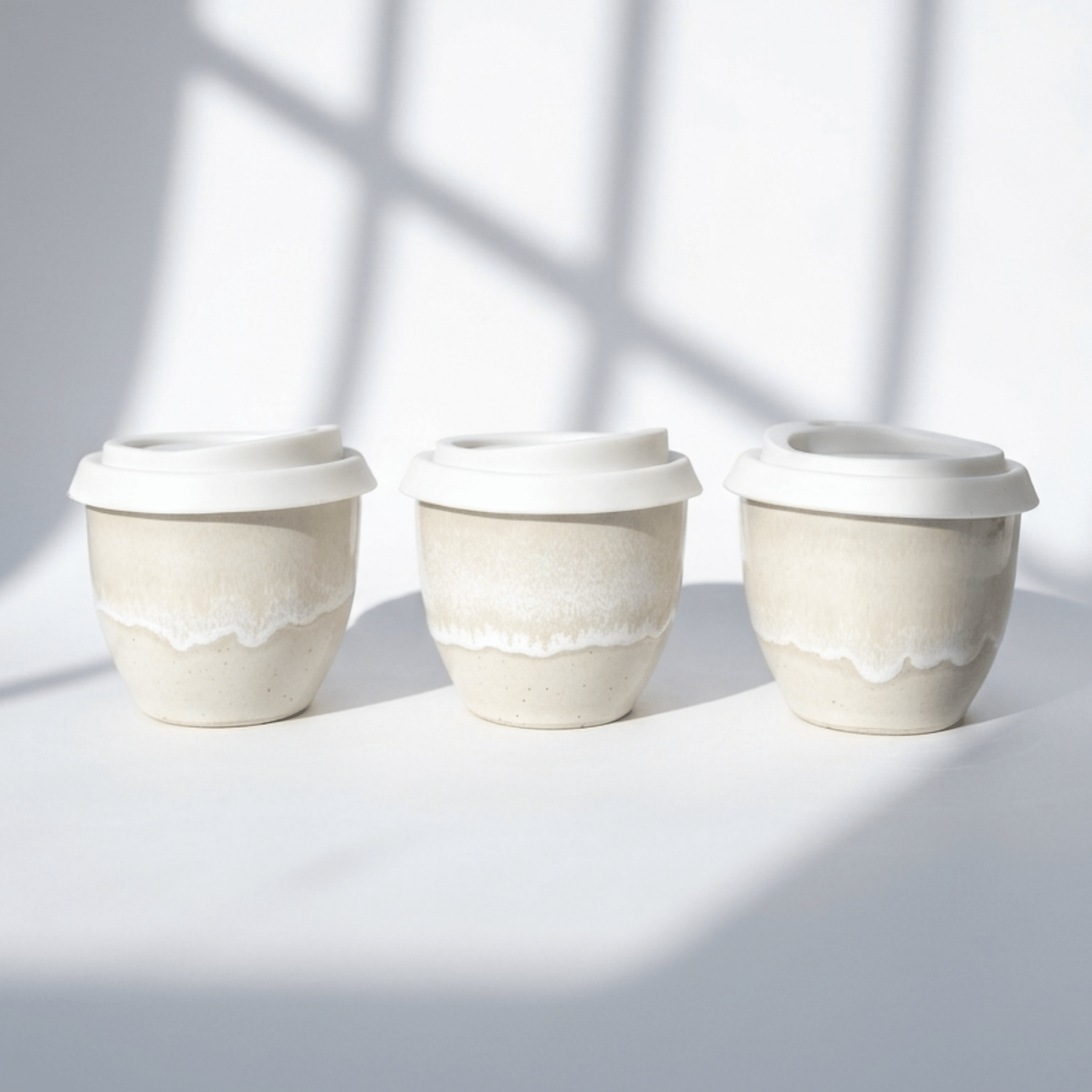 Handmade White Glaze 6oz Flat White Cup - BearHugs - thinking of you gifts by post