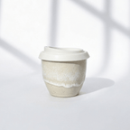 Handmade White Glaze 6oz Flat White Cup - BearHugs - thinking of you gifts by post