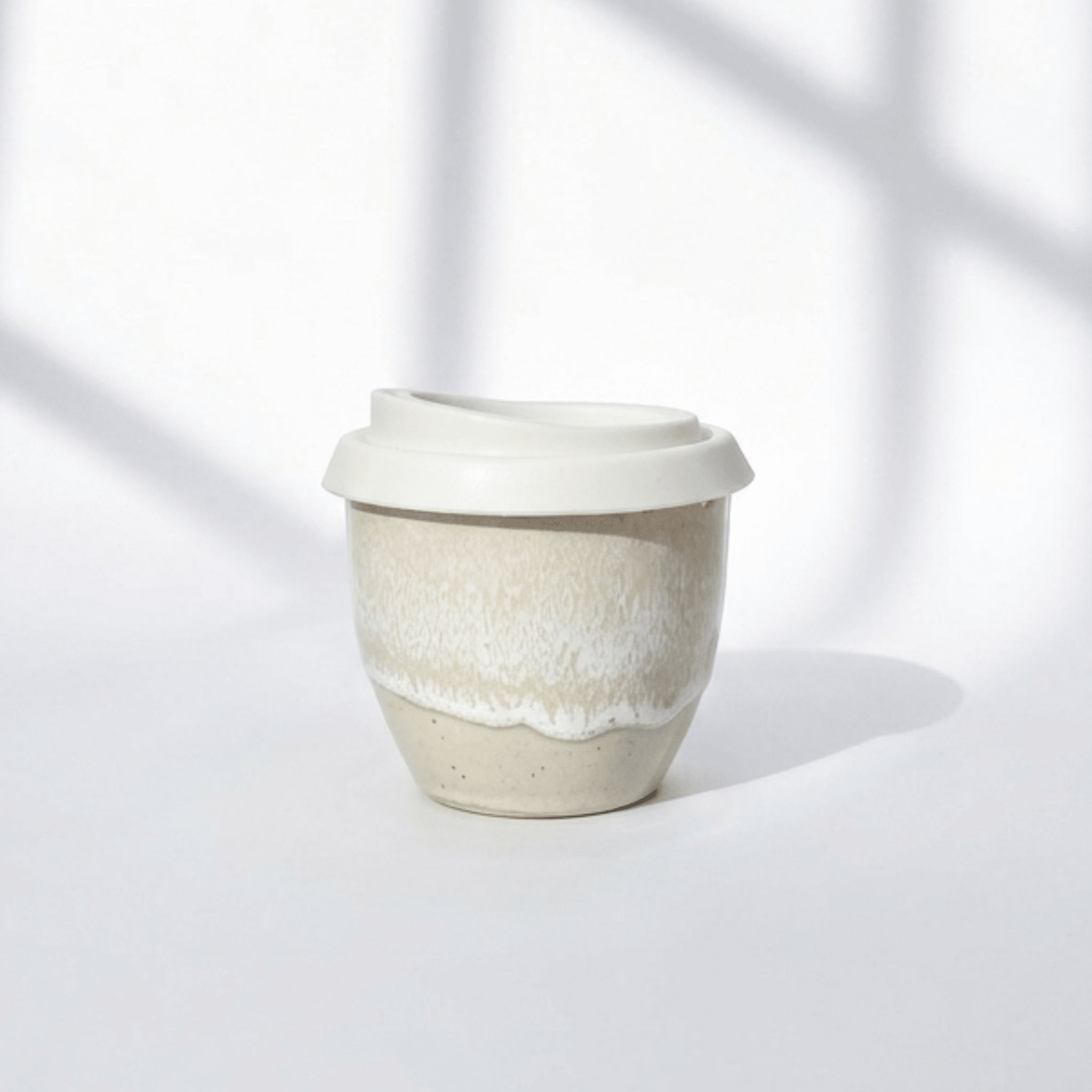 Handmade White Glaze 6oz Flat White Cup - BearHugs - thinking of you gifts by post
