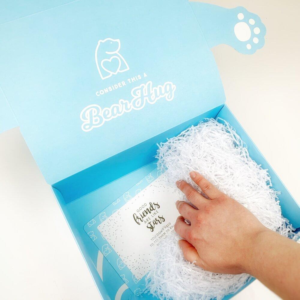 Hidden message at bottom of gift box - BearHugs - thinking of you gifts by post