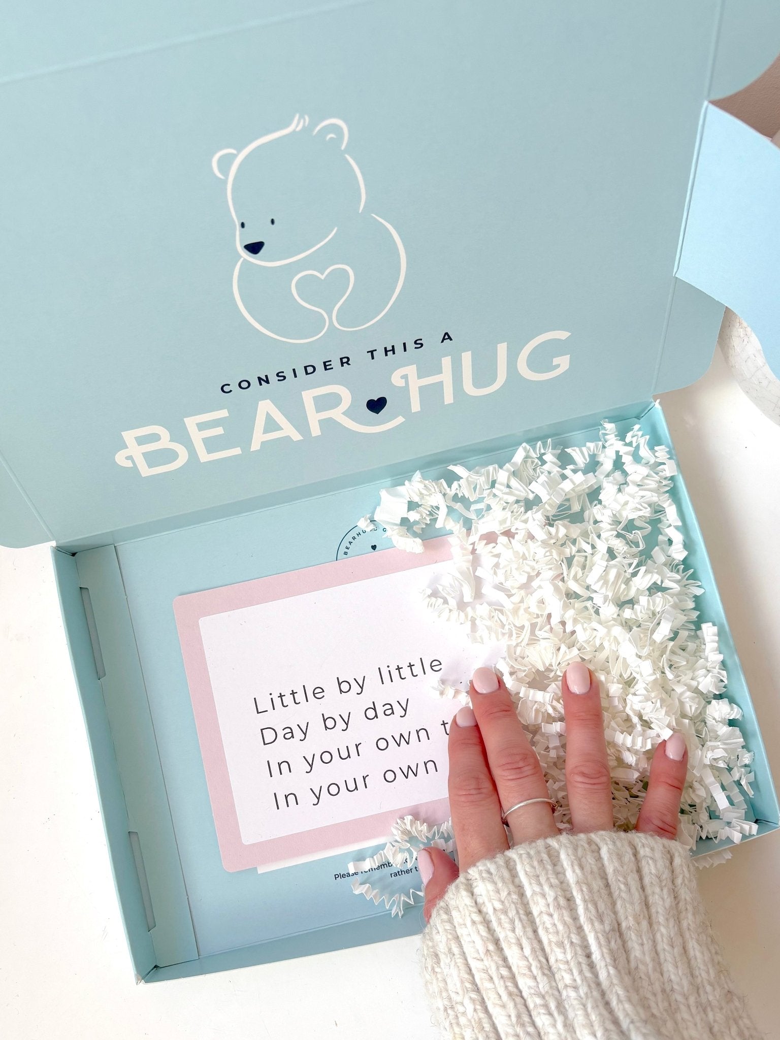 Hidden message at bottom of gift box - BearHugs - thinking of you gifts by post