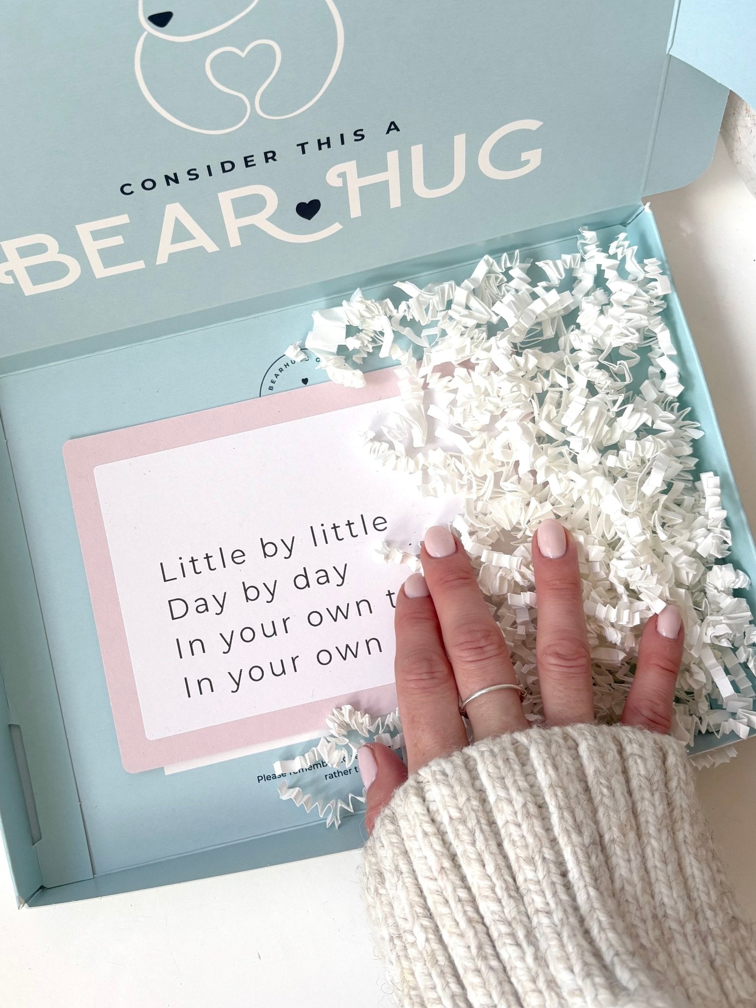 Hidden message at bottom of gift box - BearHugs - thinking of you gifts by post