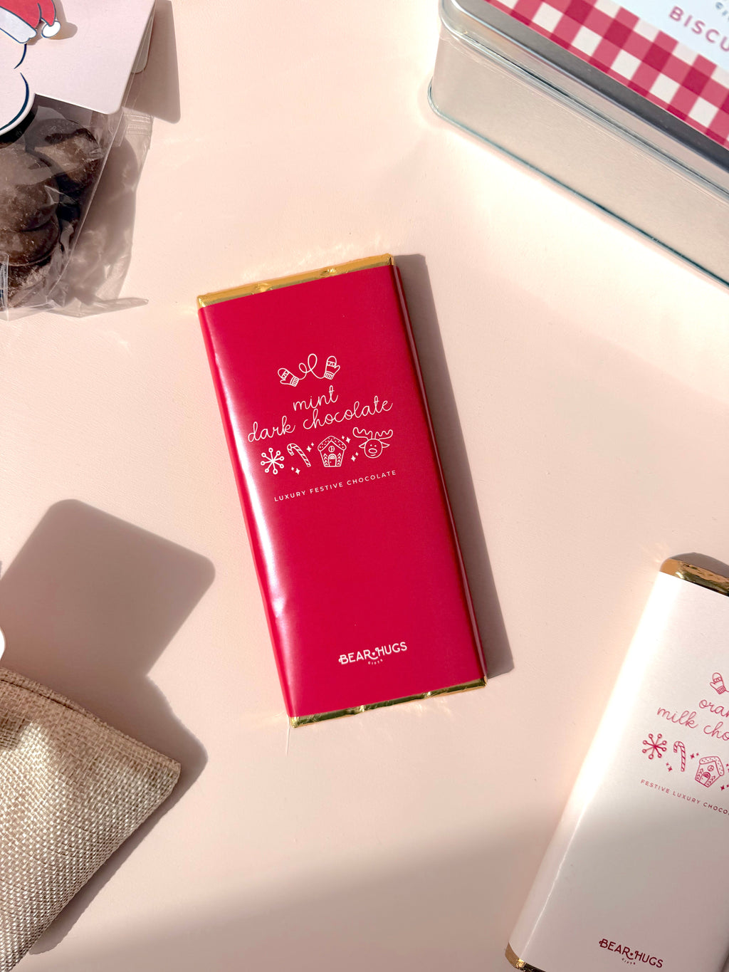 Luxury Mint Dark Chocolate Vegan Chocolate Bar - Christmas Edition - BearHugs - thinking of you gifts by post