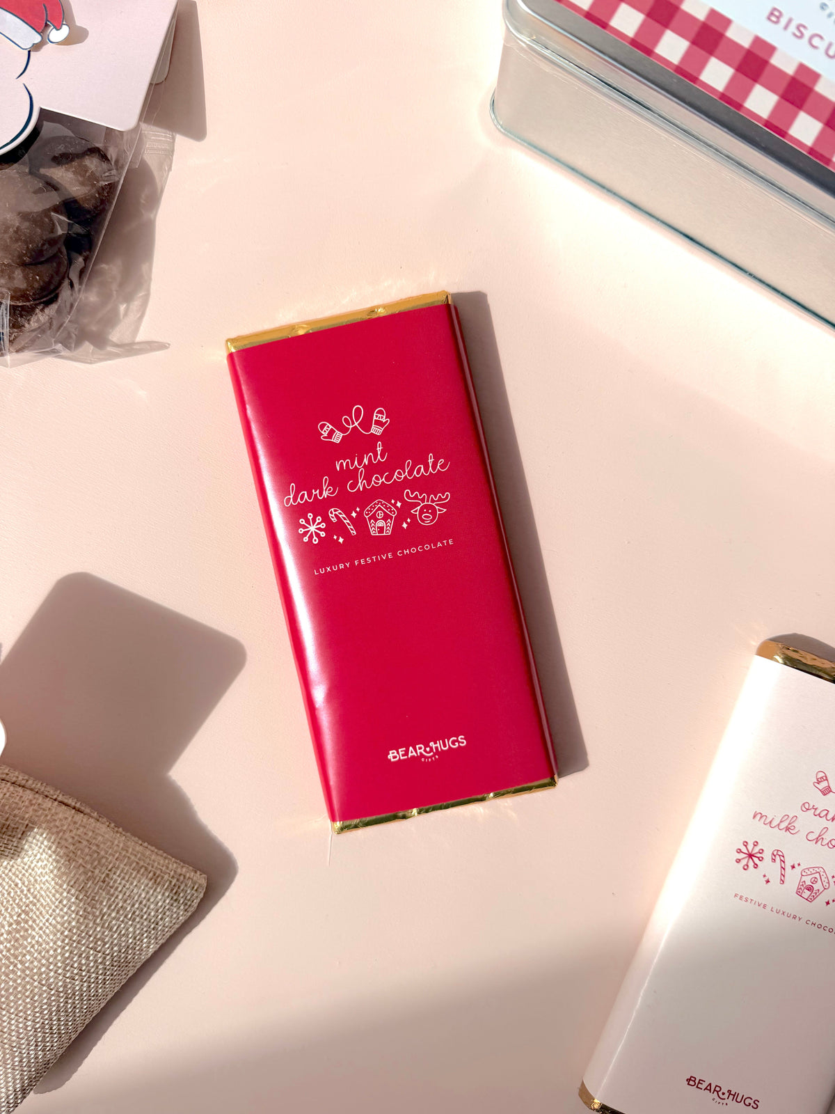 Luxury Mint Dark Chocolate Vegan Chocolate Bar - Christmas Edition - BearHugs - thinking of you gifts by post