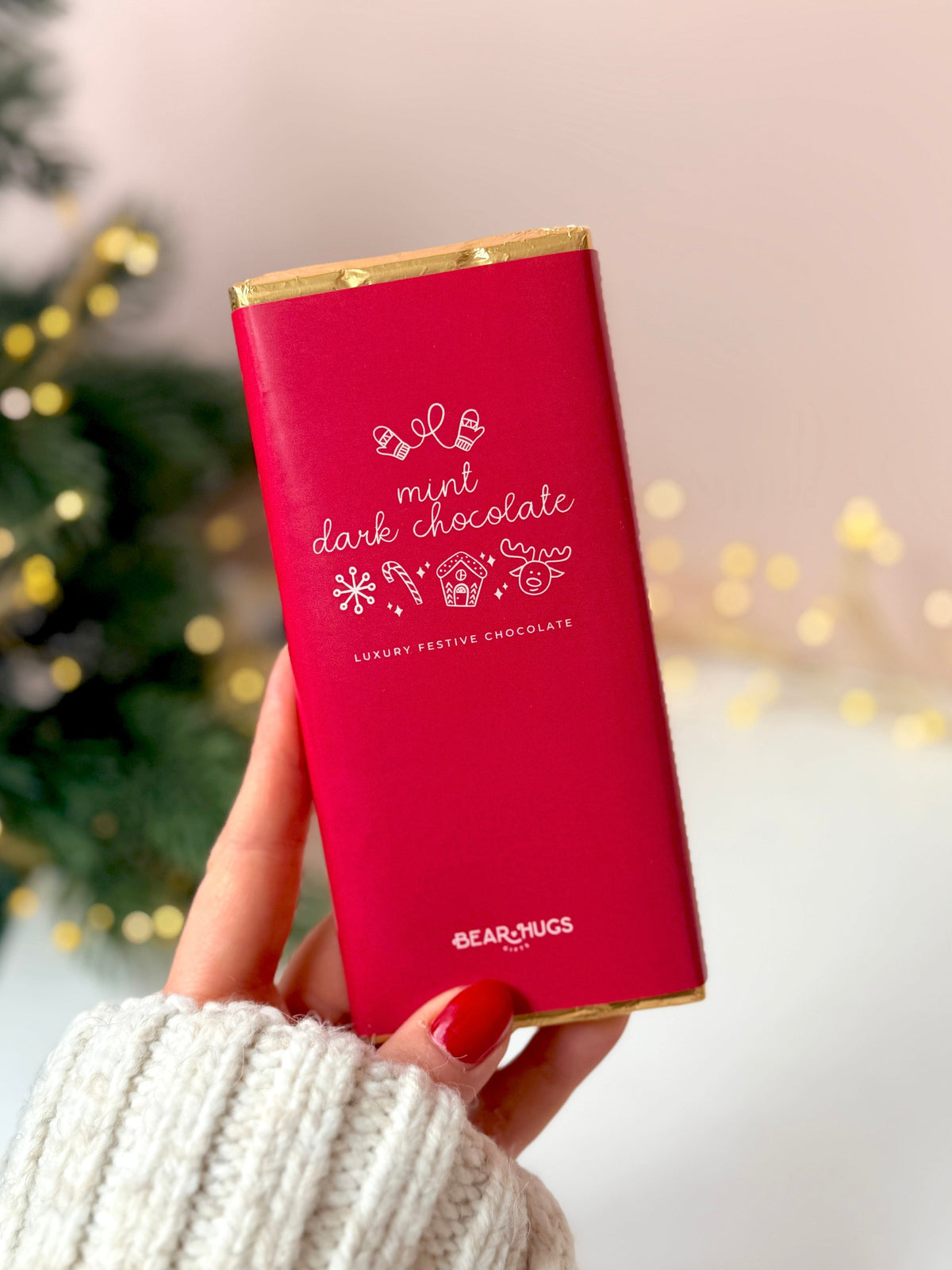 Luxury Mint Dark Chocolate Vegan Chocolate Bar - Christmas Edition - BearHugs - thinking of you gifts by post