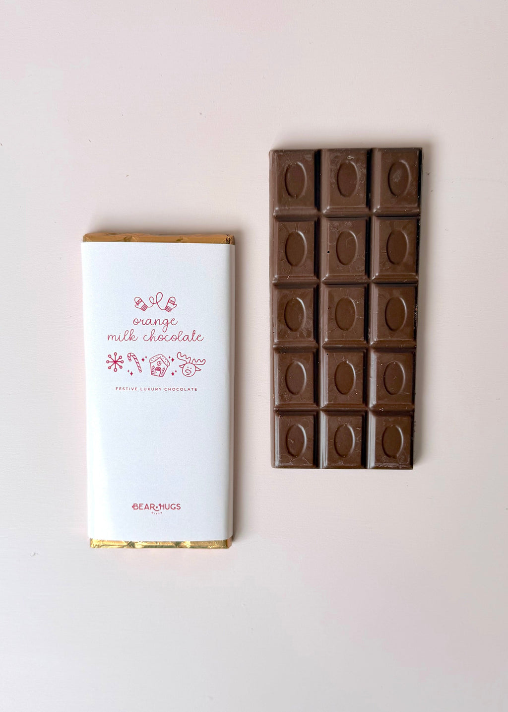 Luxury Orange Milk Chocolate Bar - Christmas Edition - BearHugs - thinking of you gifts by post