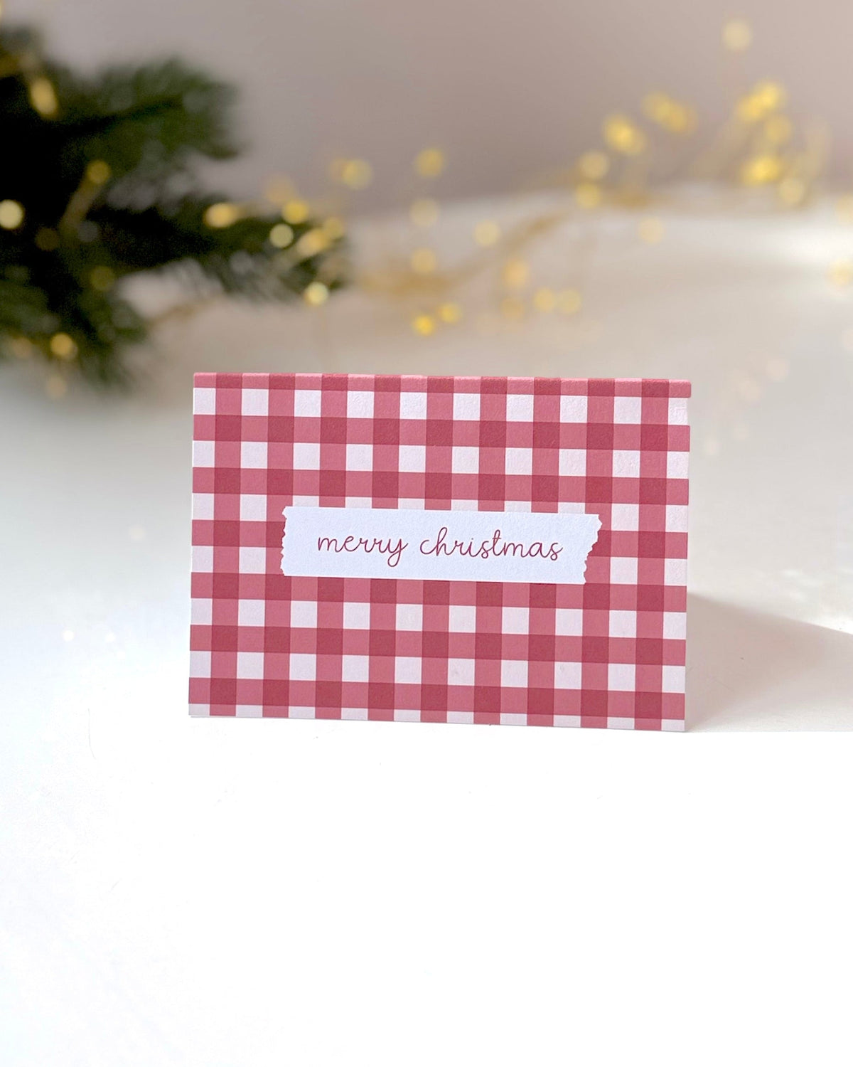 Merry Christmas Gingham Card - BearHugs - thinking of you gifts by post